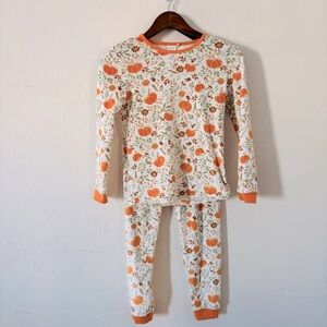 Jessica Simpson Girl Pajama Set with Orange Pumpkin Print Fall Halloween Size 12